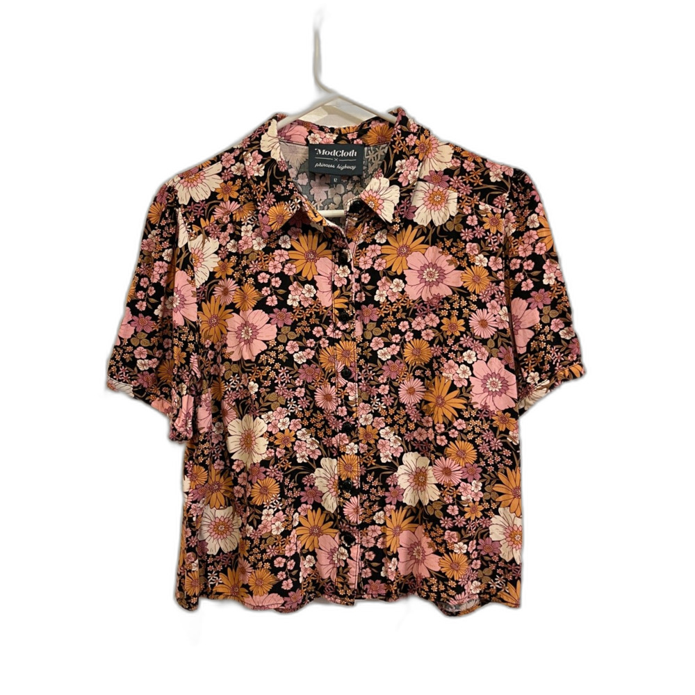 Modcloth Pink and Orange Button Down Shirt